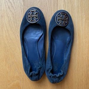 Tory Burch navy suede elastic ballet flat - size 8